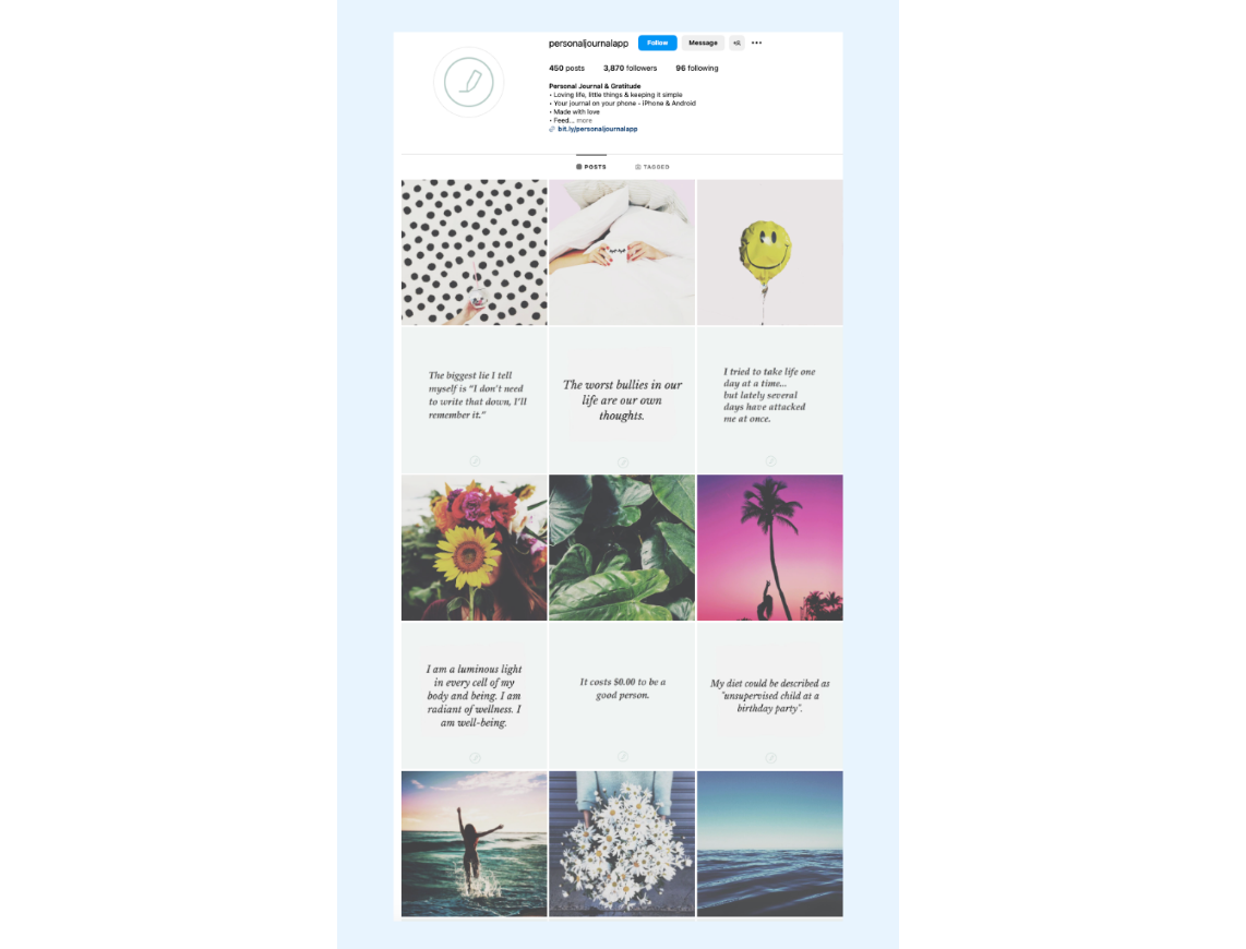 Vízszintes vonalak - hatékony Instagram üzleti profil elrendezés