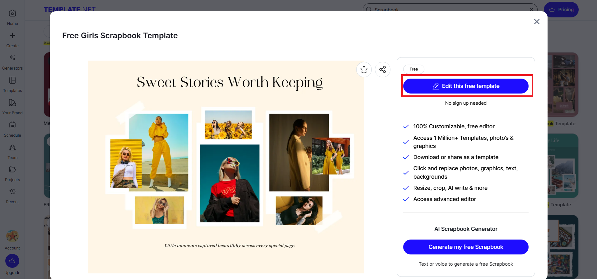 Preview and edit your chosen template