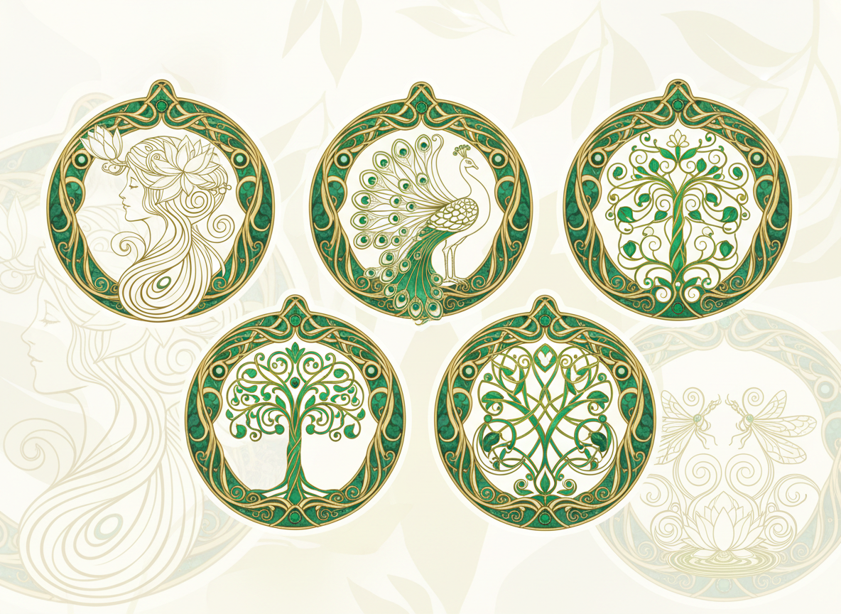 Art Nouveau avatar sticker set