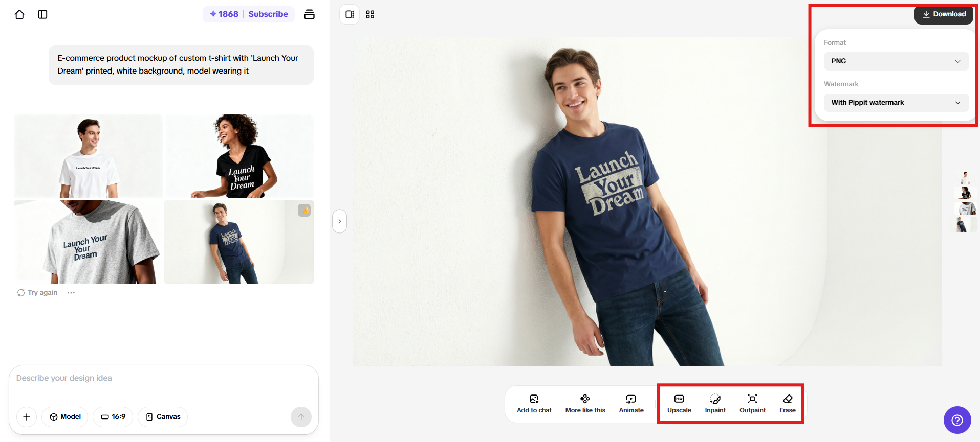Affinez et téléchargez le design