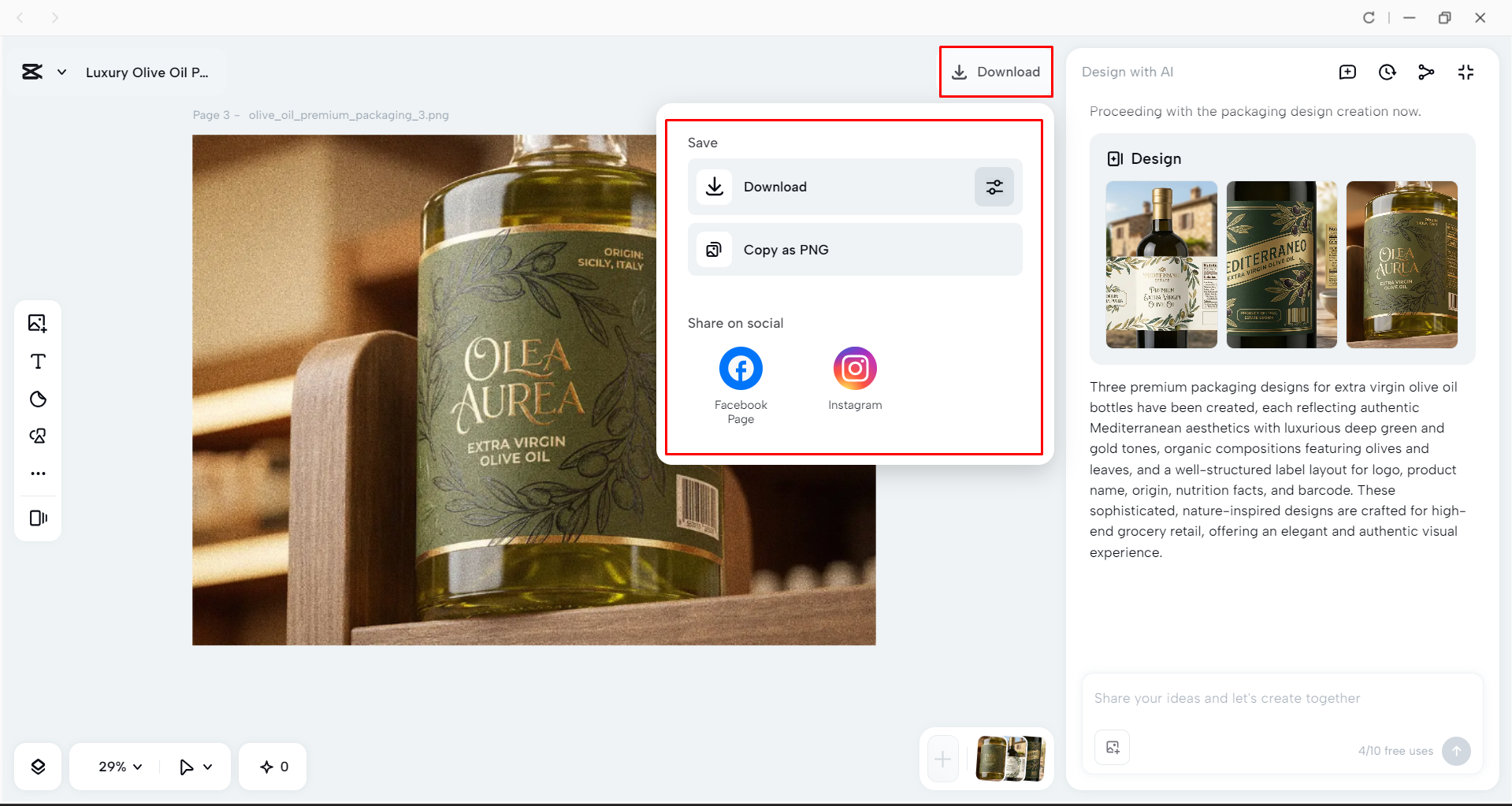Downloading the image from the CapCut desktop video editor