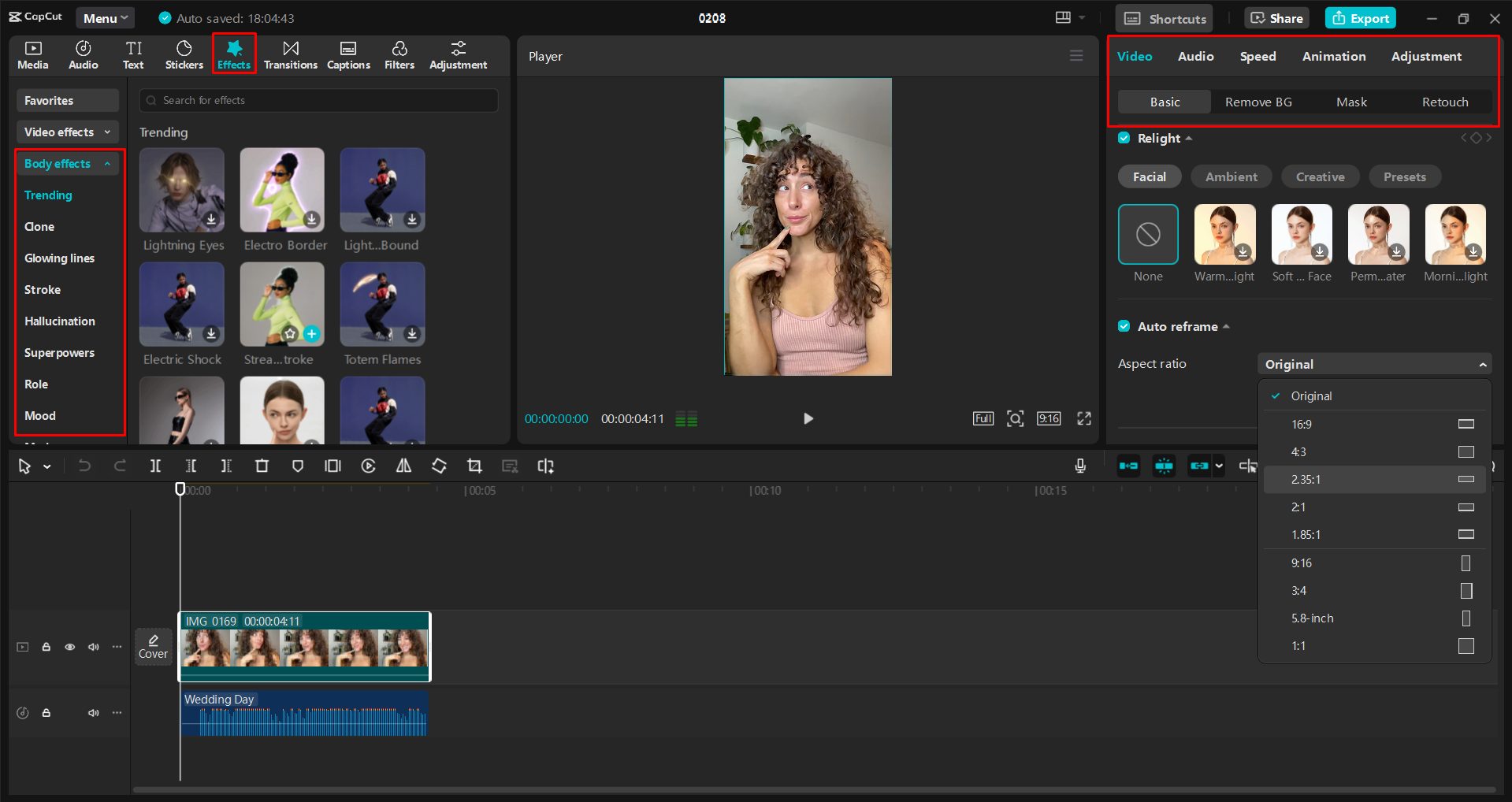 Making an aesthetic reel edit in the CapCut desktop video editor