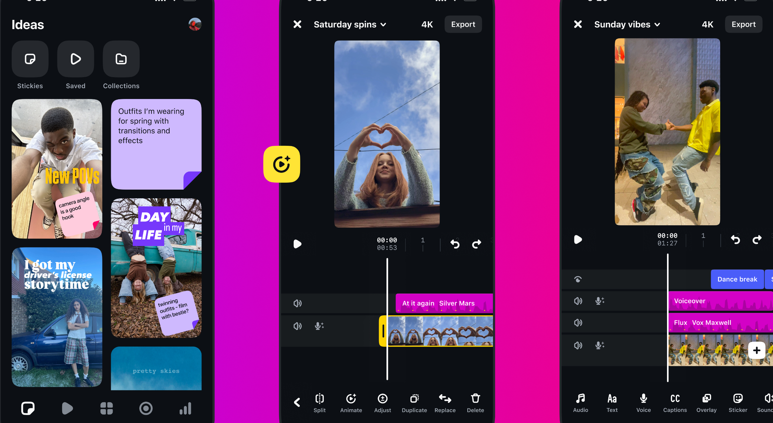 Uživatelské rozhraní aplikace Instagram Edits