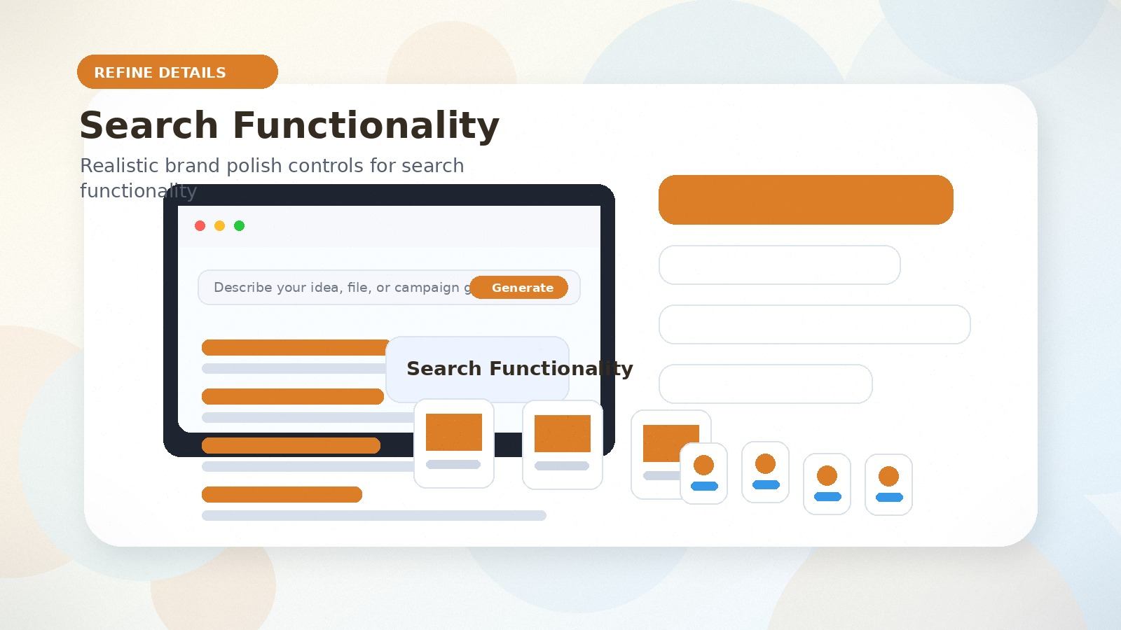 Search Functionality realistic refine details visual for search functionality