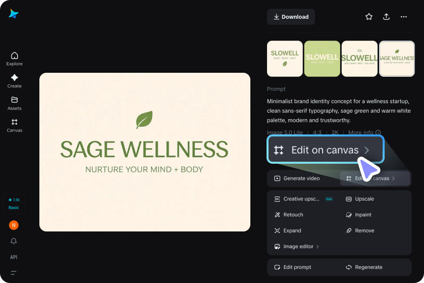 Refine your images with advanced tools on canvas