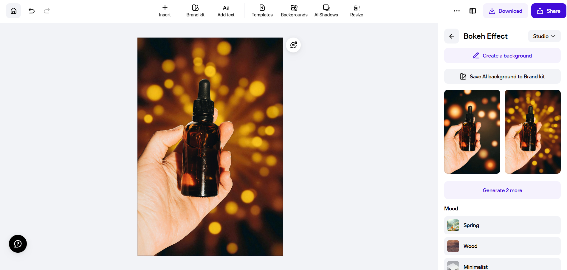Interface ng Photoroom