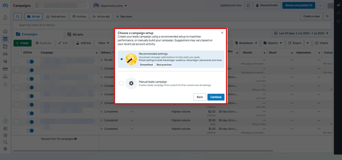 Defining campaign details