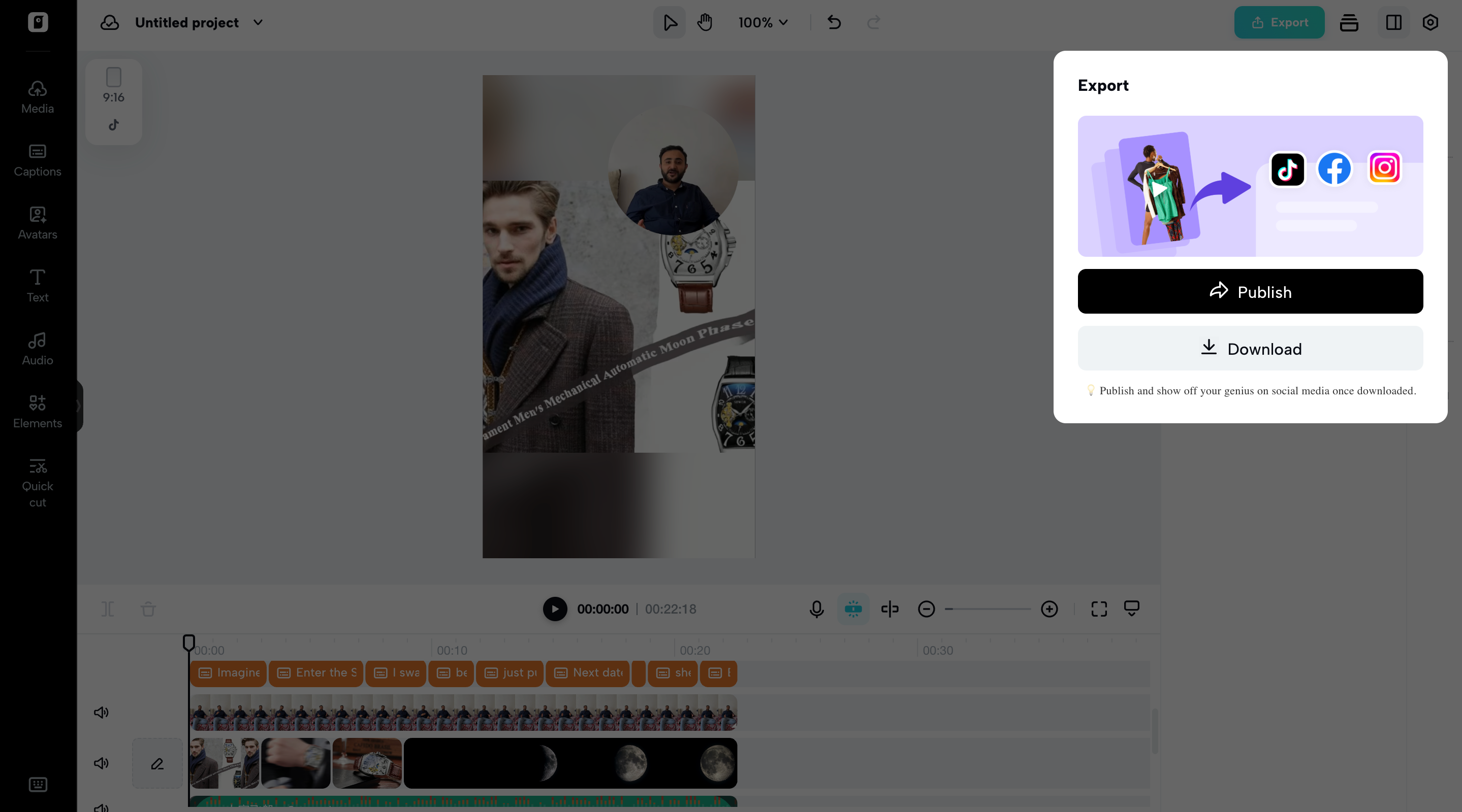 Export videos from Pippit