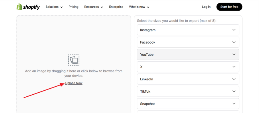 upload the image to shopify image resizer