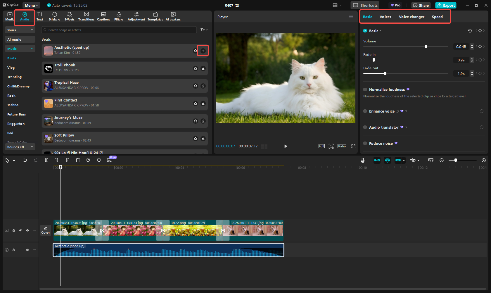 Edit the slideshow with music