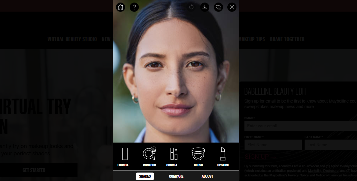 Maybelline interface