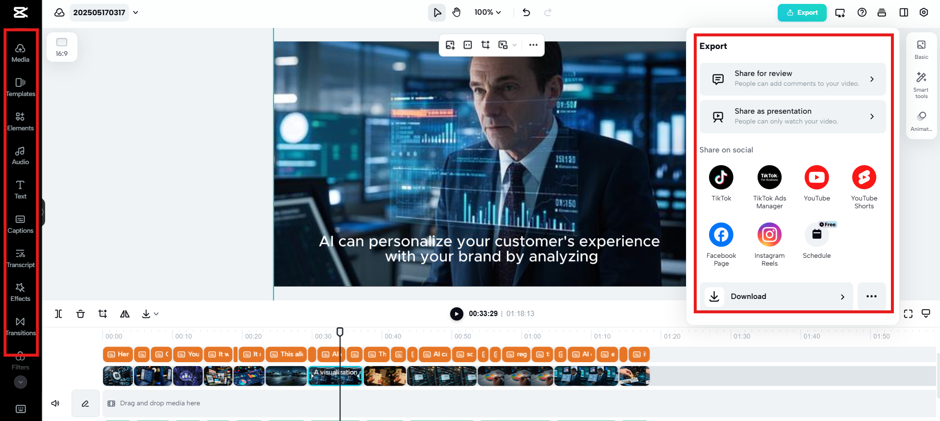 Refine and export the video