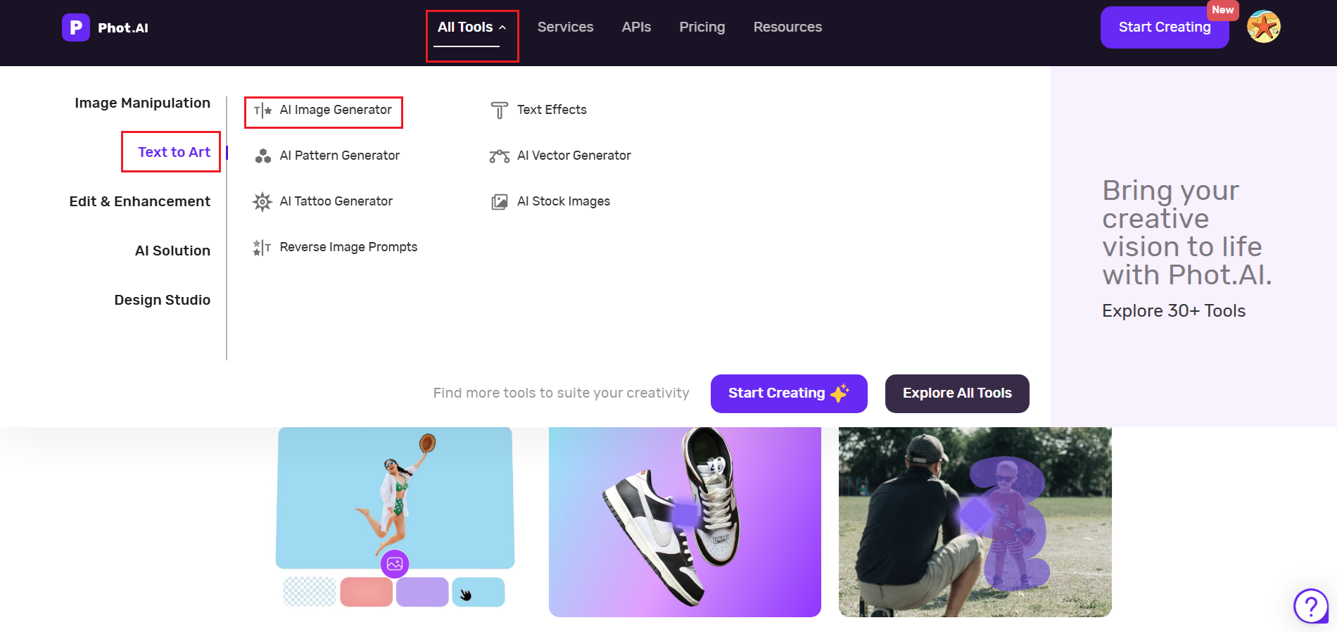 Access the AI image generator