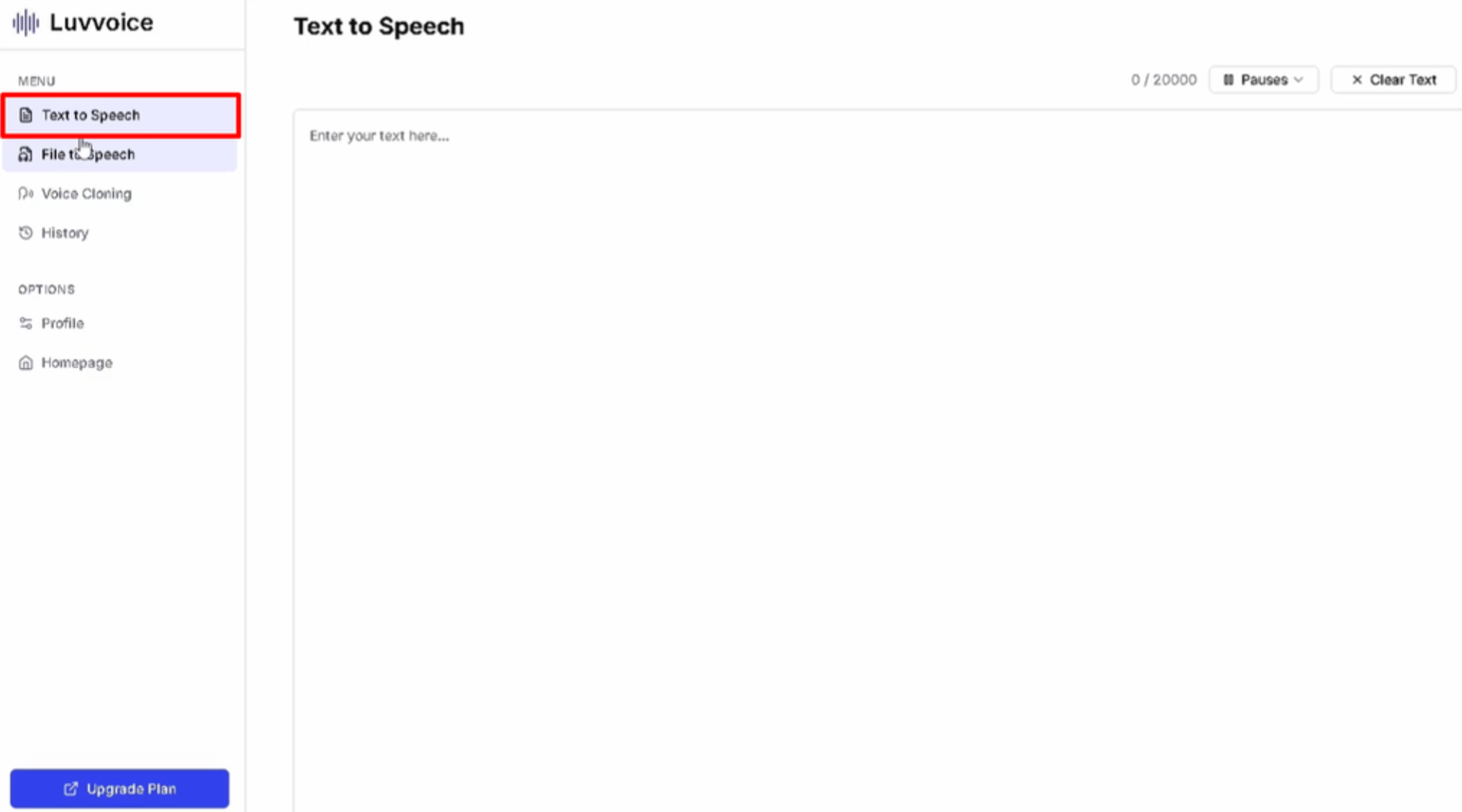 Toegang krijgen tot tekst-naar-spraak in LuvVoice