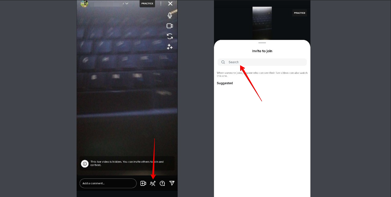 Inviting guest to Instagram Live