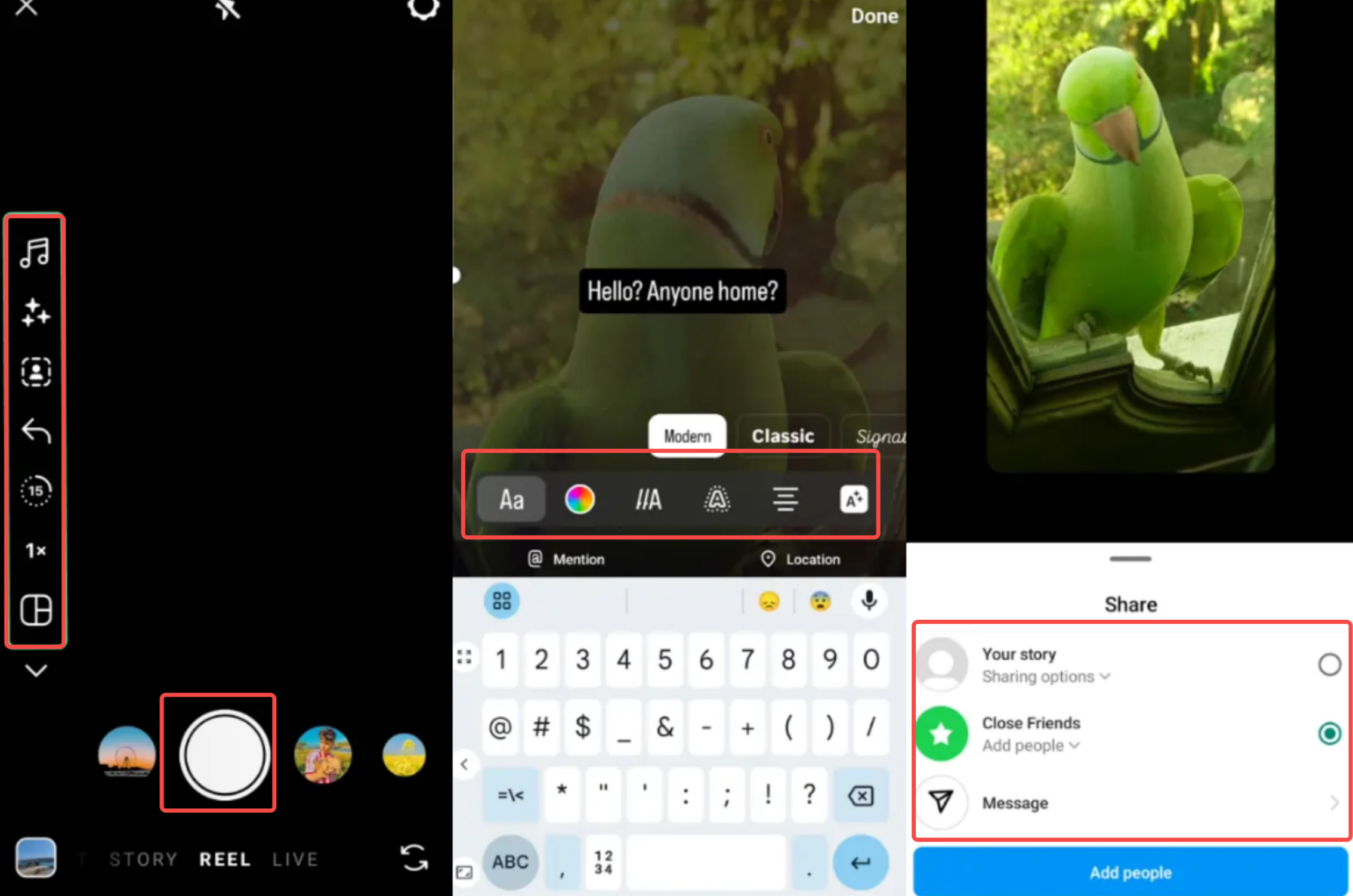 Gränssnitt för CapCut mobilapp