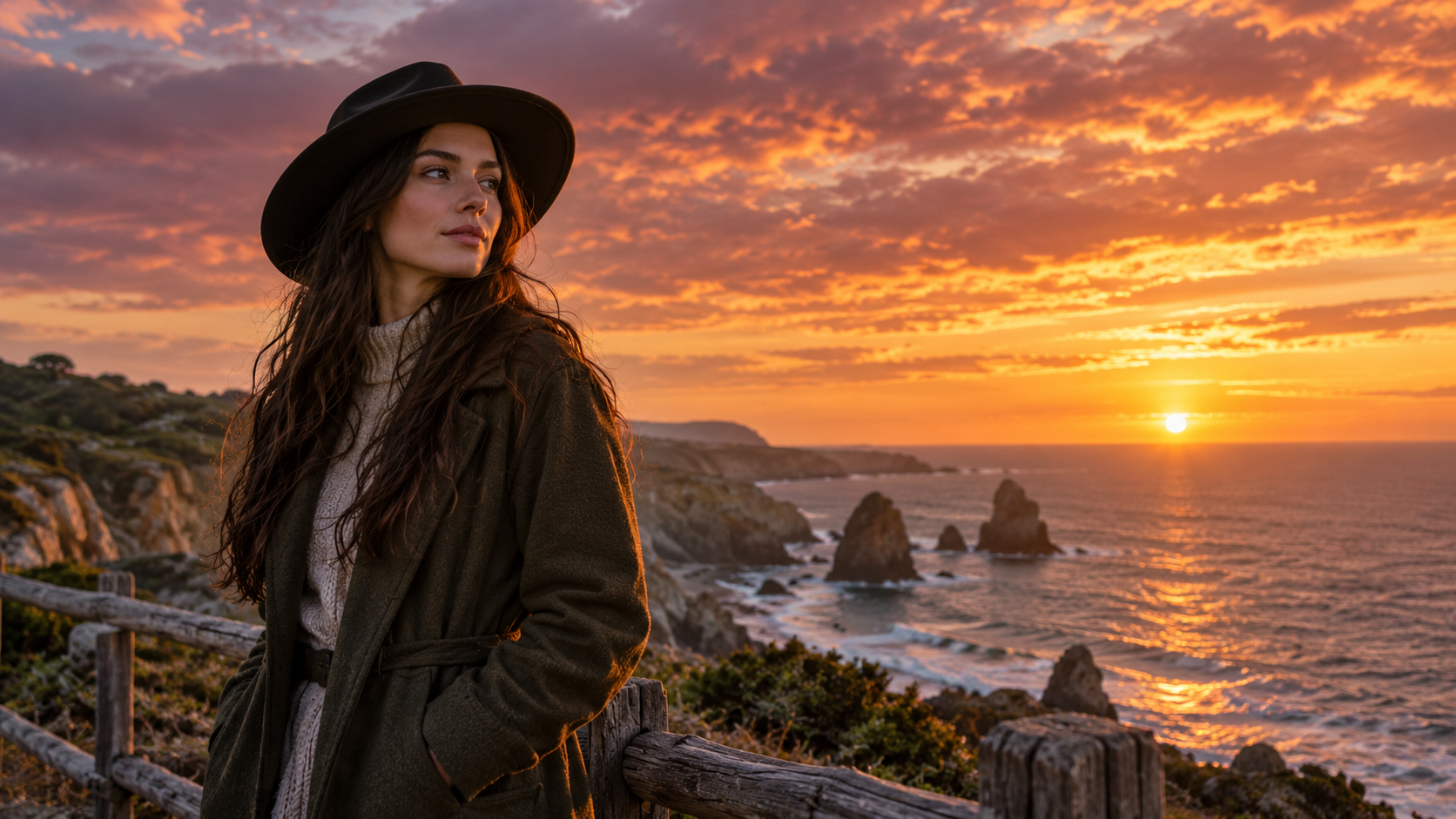 Warm Sunset Clouds And Rim Light example for sky portrait background prompts