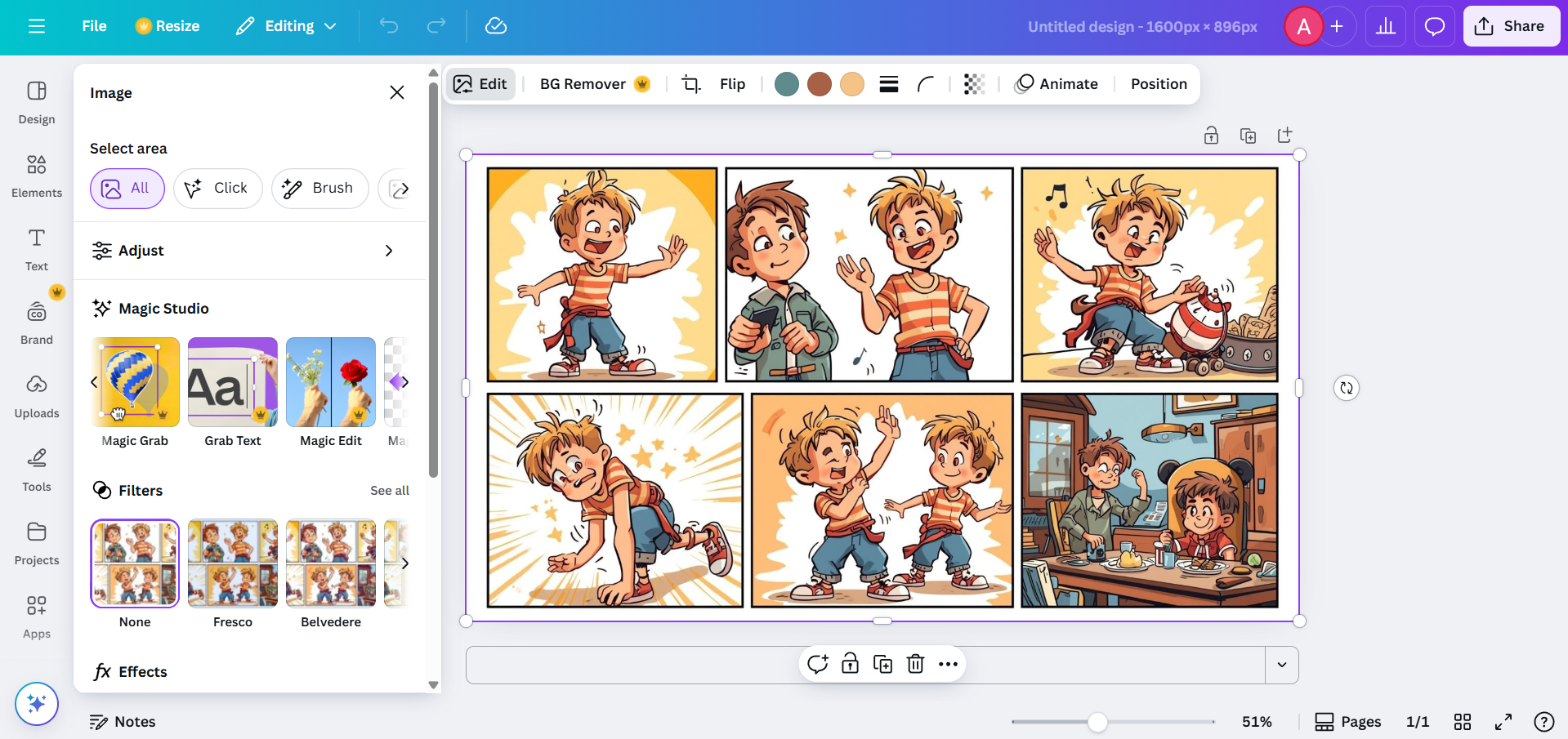 Canva sequential art creator