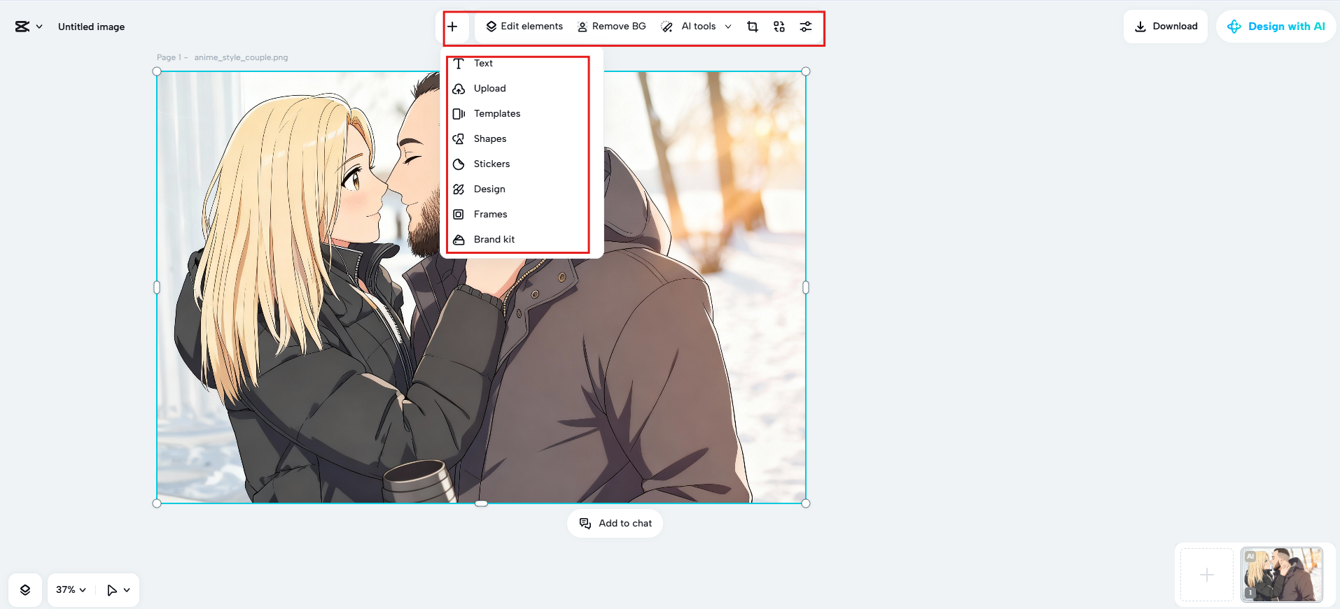 Customize with editing tools