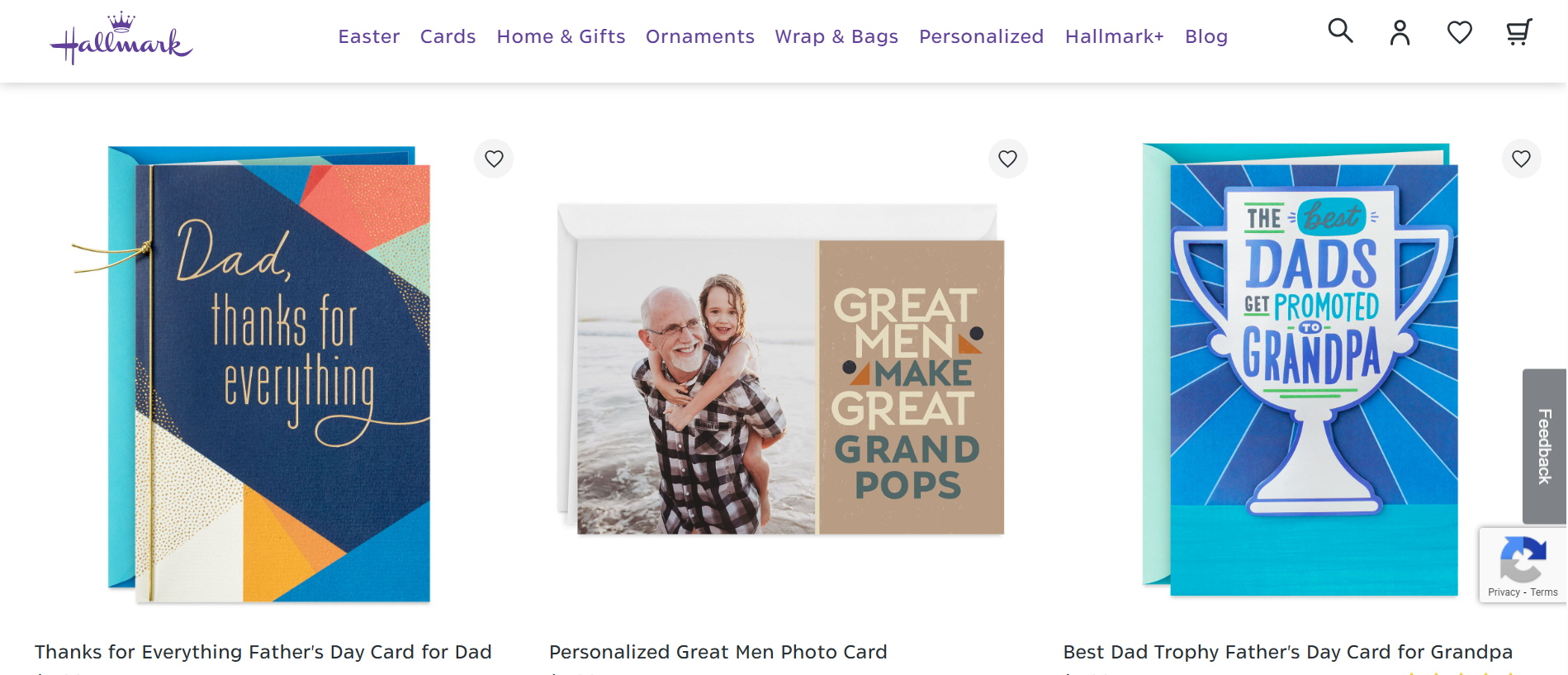 La carta del padre da un sito di shopping