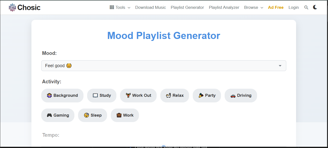 Chosic - a handy AI music reviewer