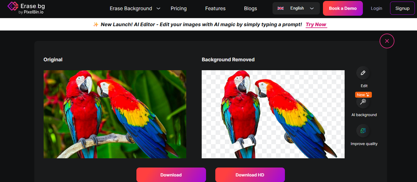 Erase.bg removedor de fundo de imagem
