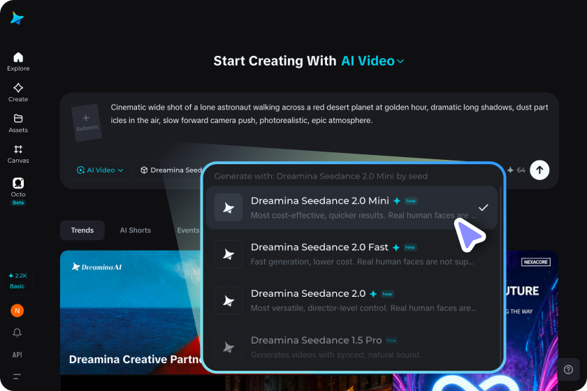 Select model and adjust settings