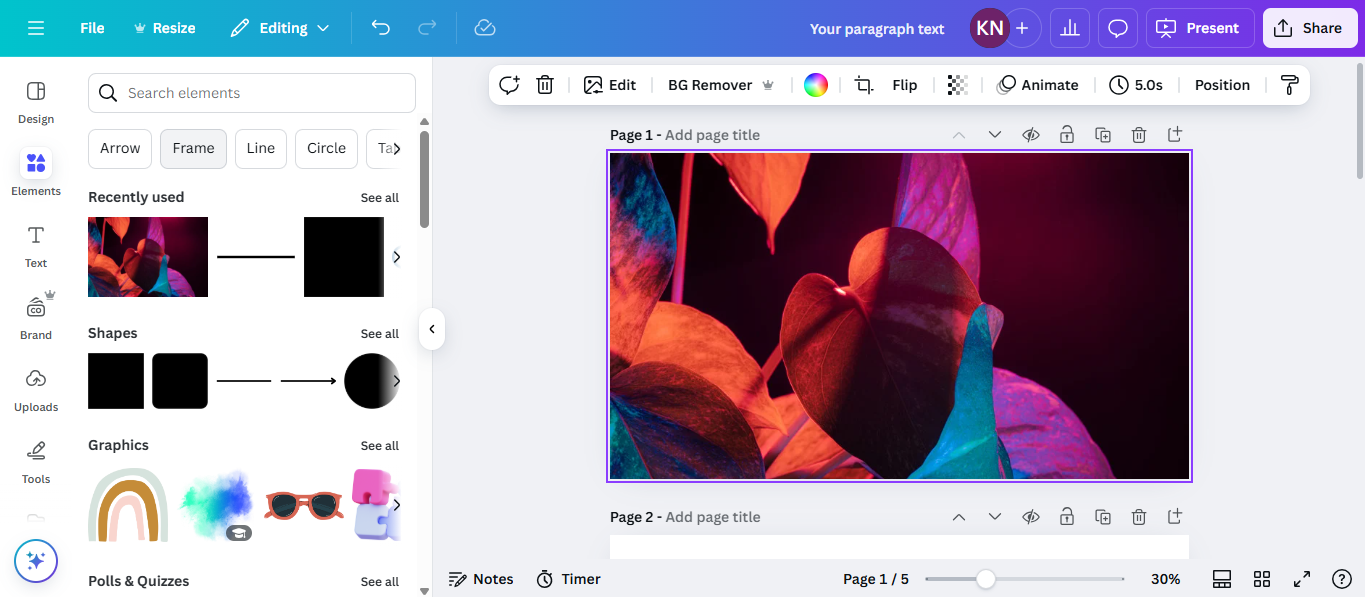 Canva's interface