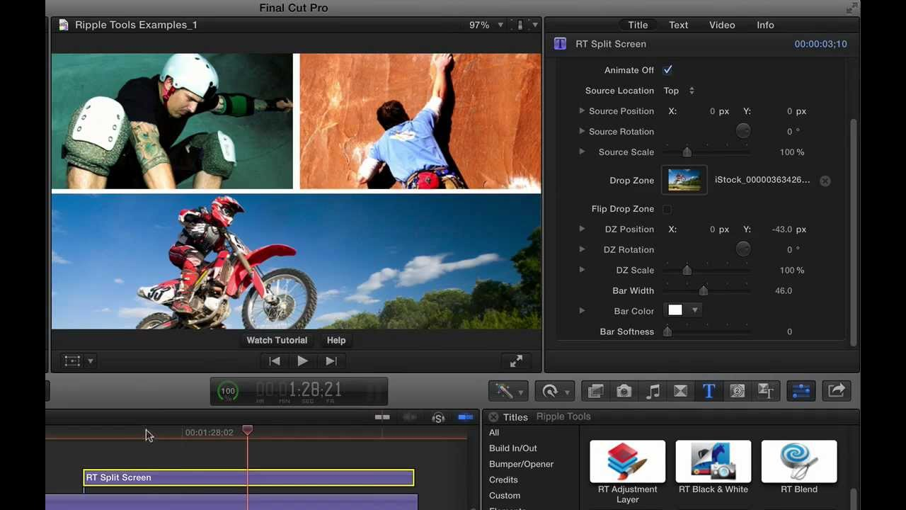 Using the Blade tool to split film in Final Cut Pro
