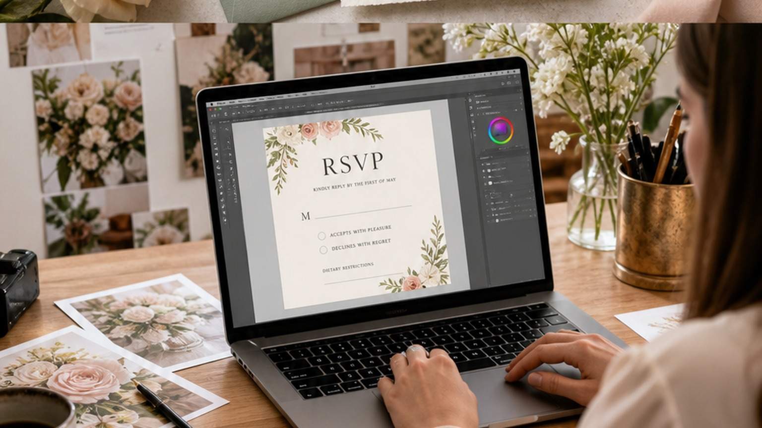 Natural studio portrait of a fictional adult AI RSVP Card Maker