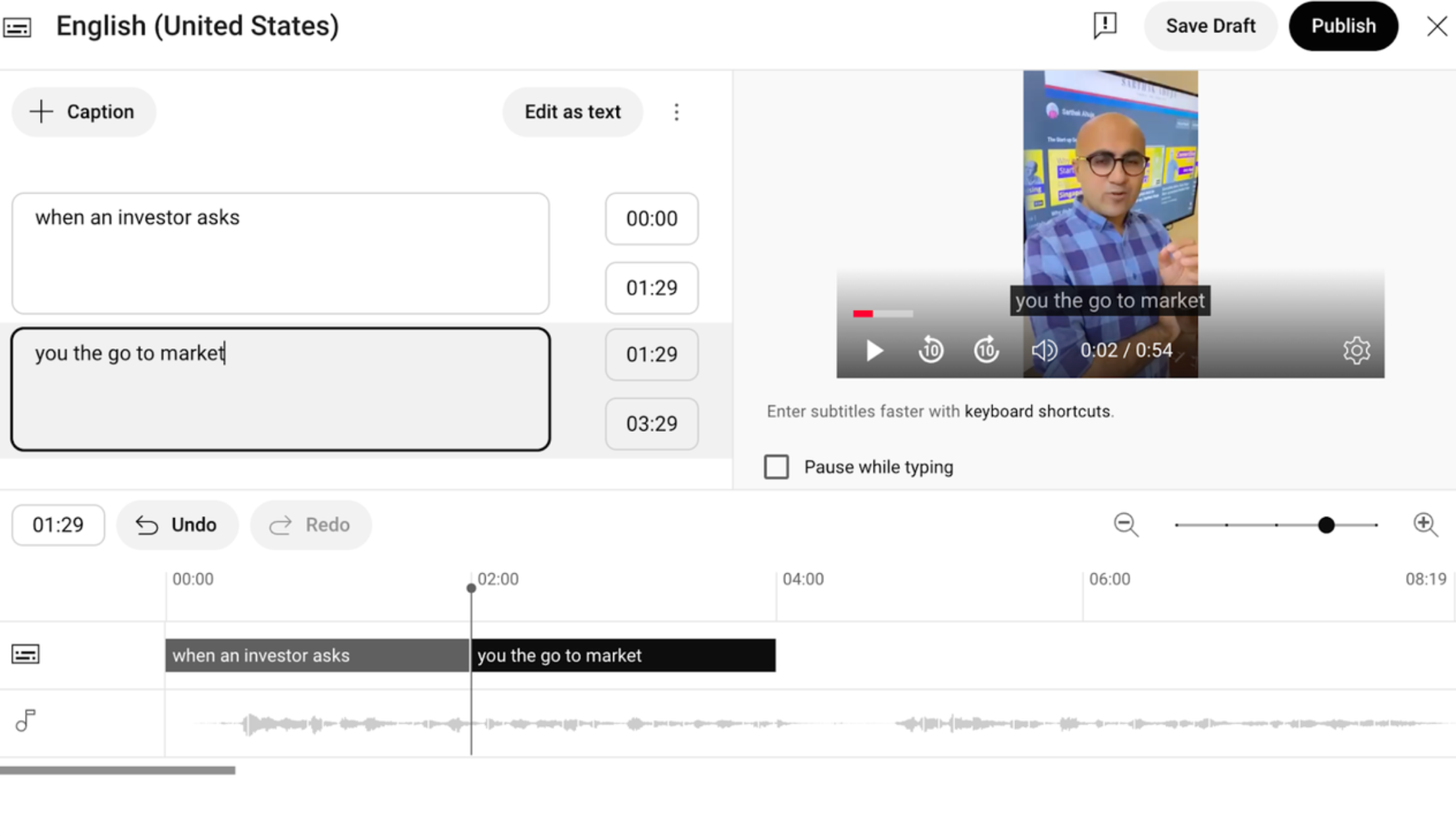 Gambar yang menunjukkan cara mengedit dan menyesuaikan teks di YouTube Studio