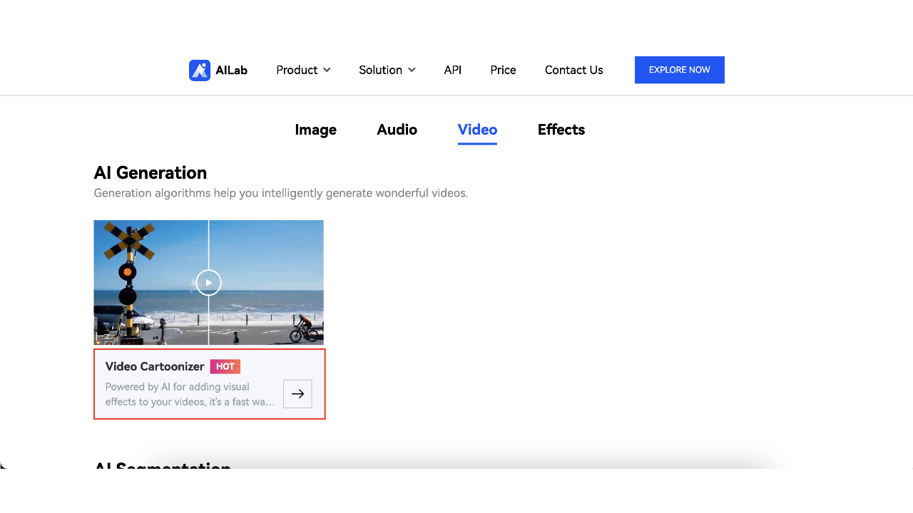 Access the Wondershare AI Lab video tool