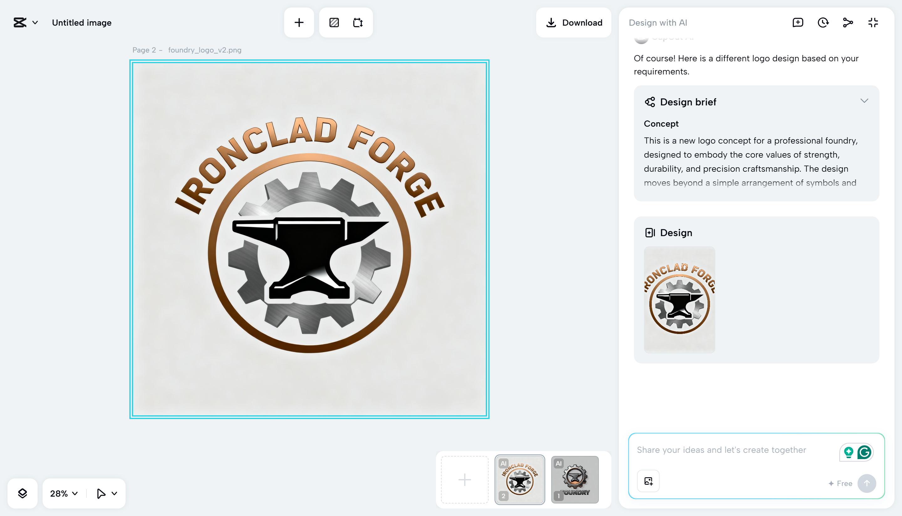 Interface of CapCut Web - a quick way to generate logos with AI