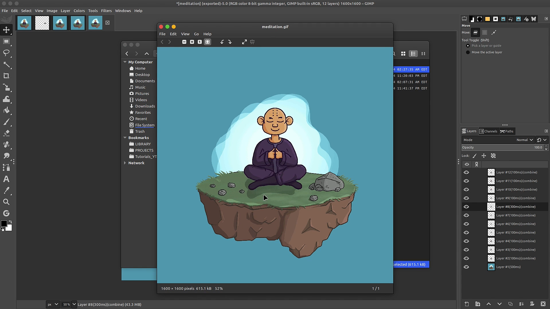 Interface of GIMP - GIF maker freeware on Windows