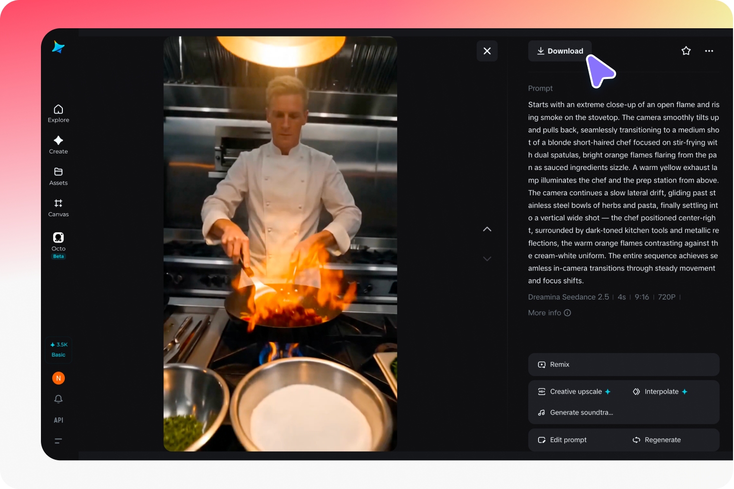 Select your output and download