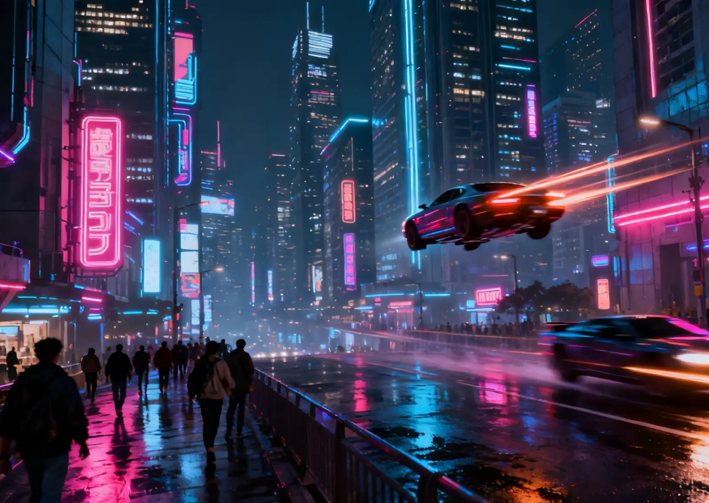 Futuristic metropolis at night