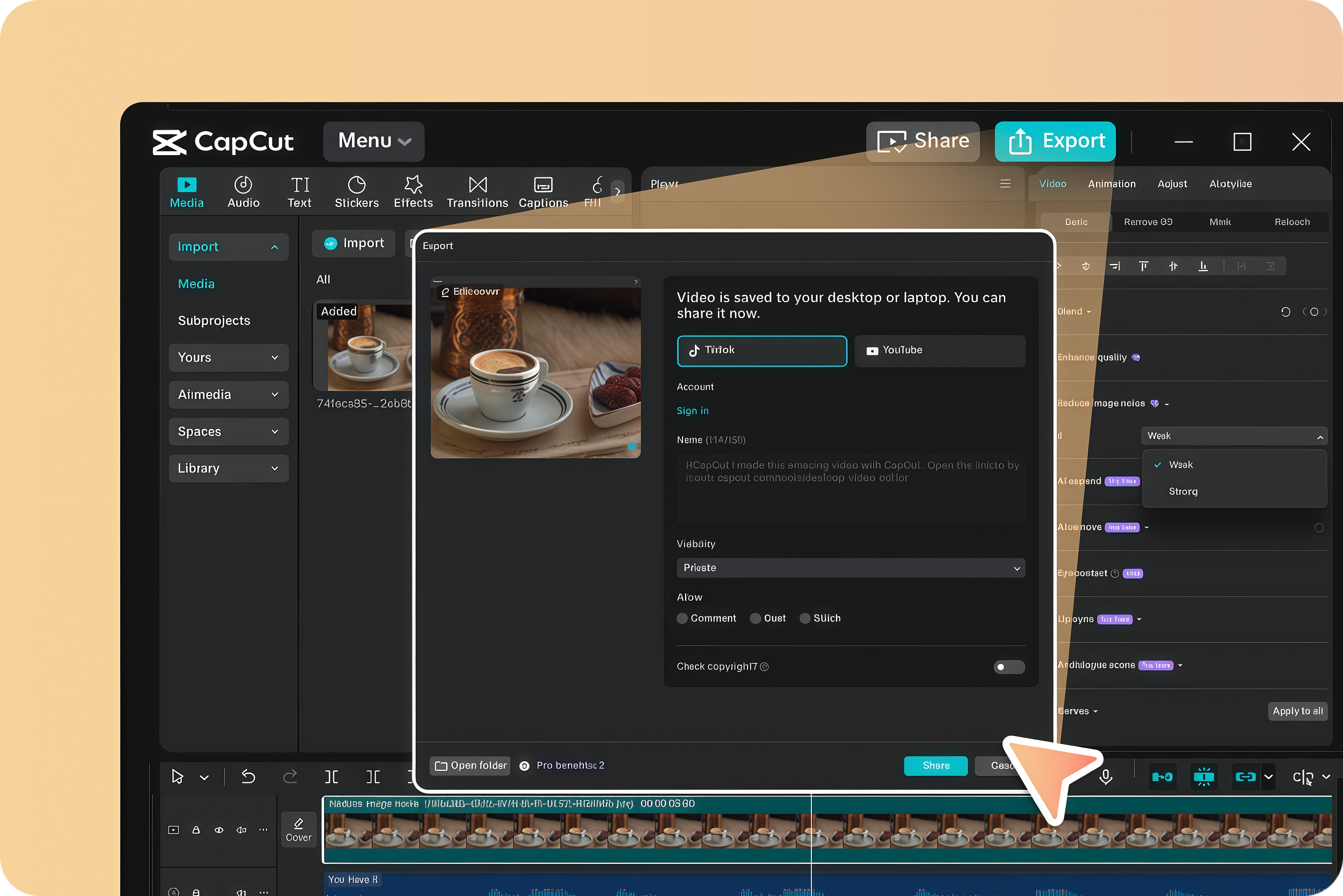 Export and Share The Denoised Video on CapCut