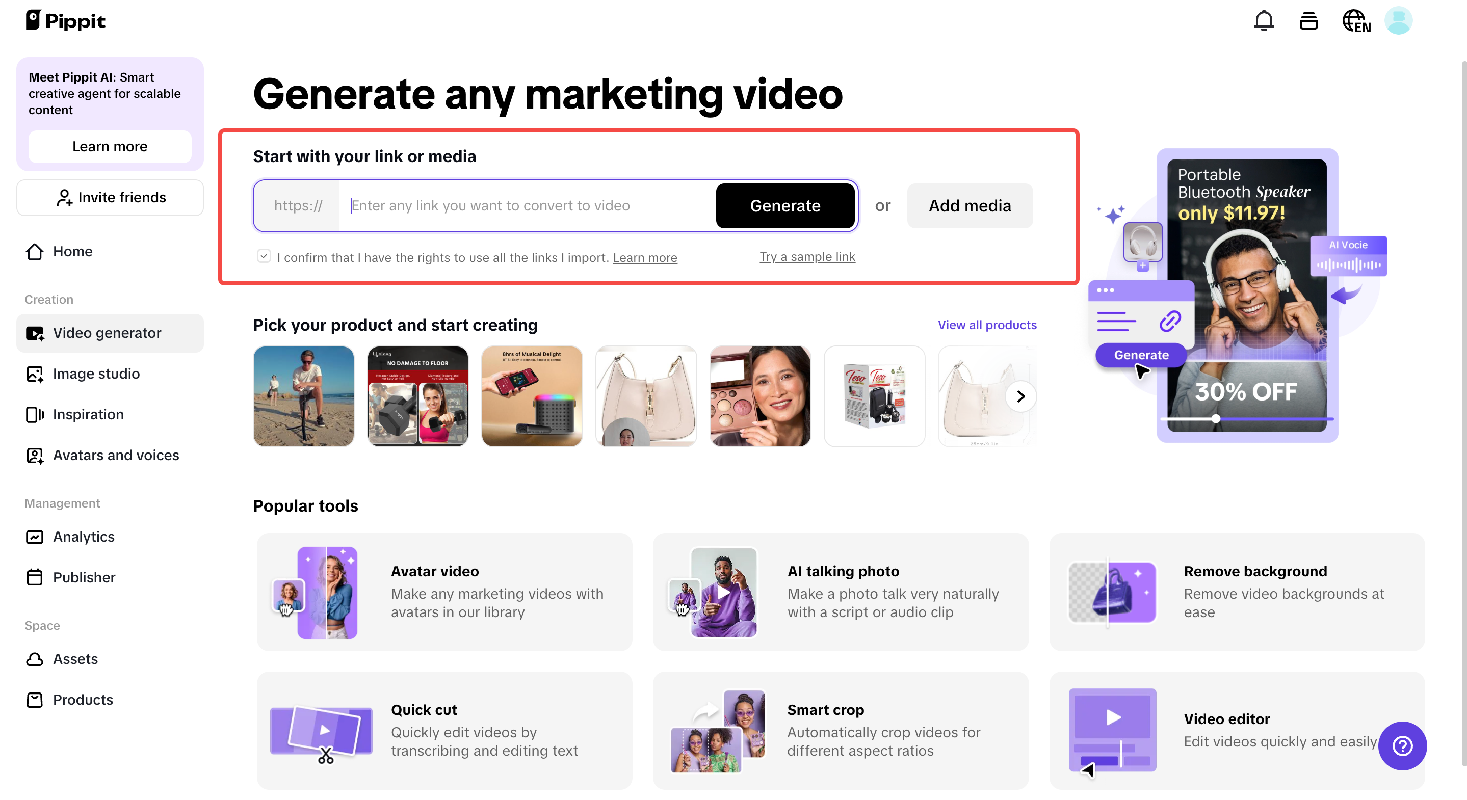 Add product link or media