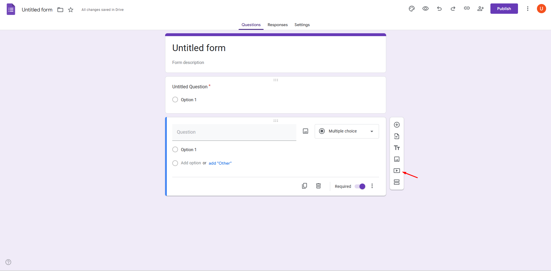 Adding a link of a video to Google Forms