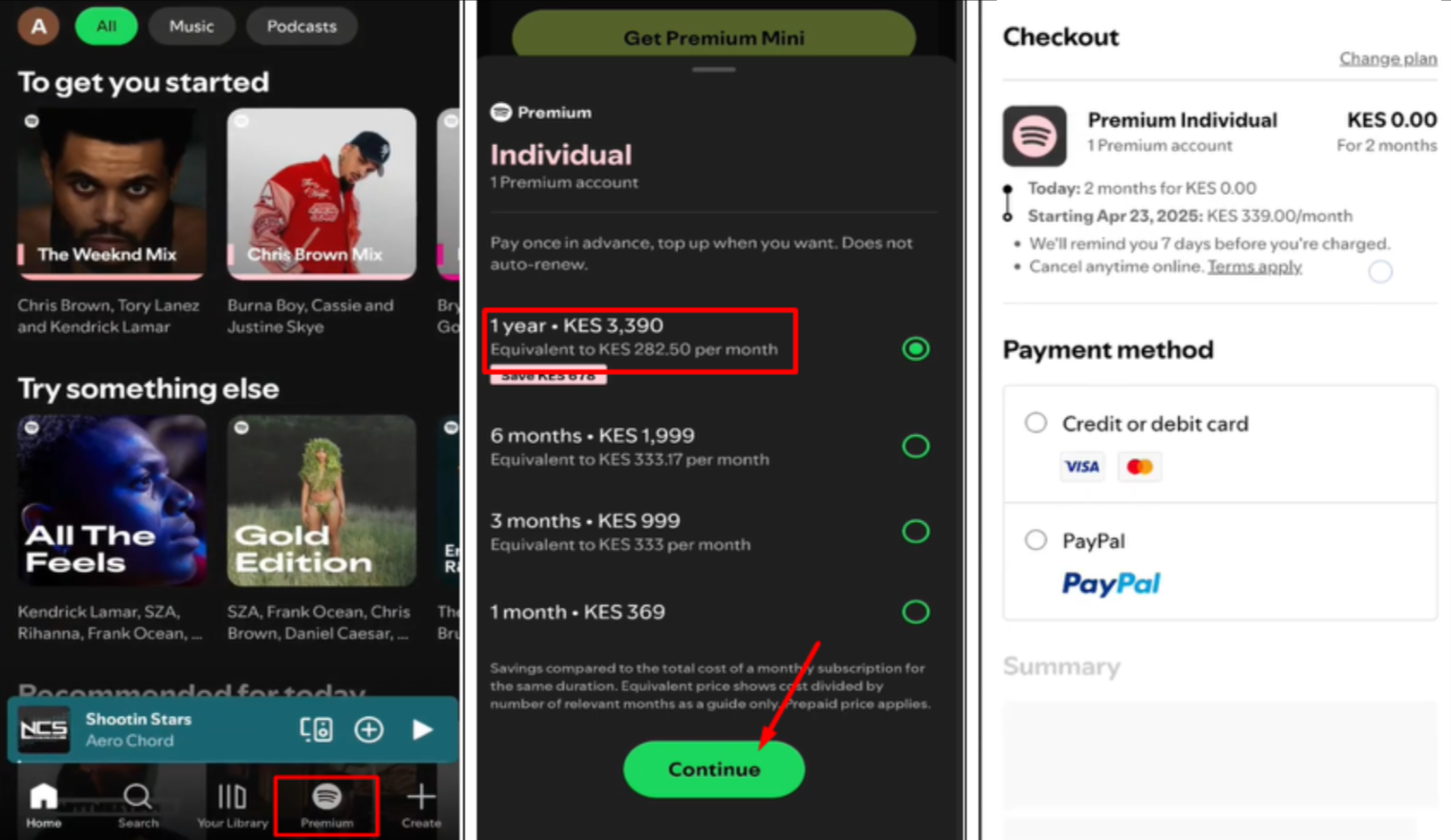 Image showing how to get a Spotify annual subscription