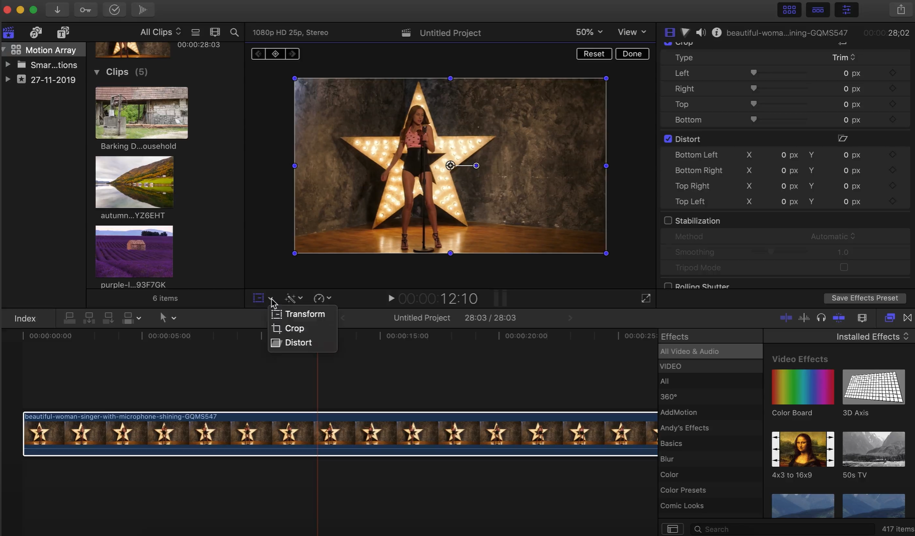 Selecting a clip in Final Cut Pro