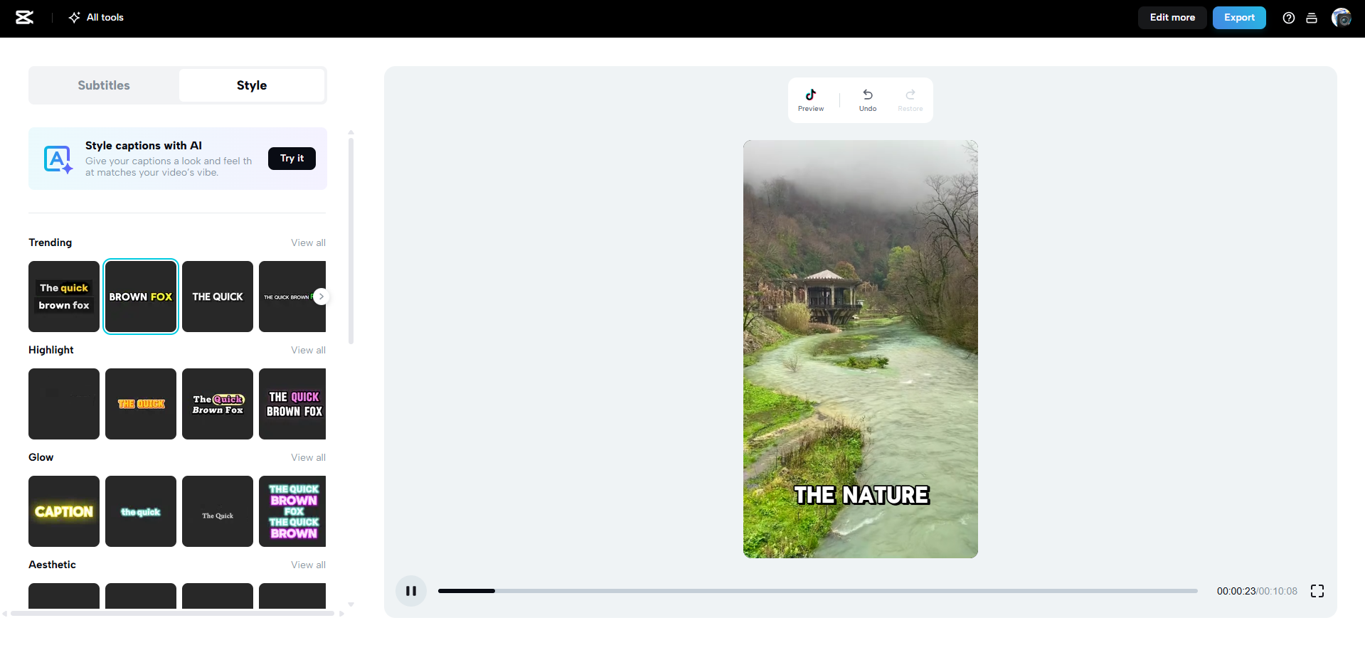 Interface of CapCut Web - the best tool for editing Snapchat images and videos