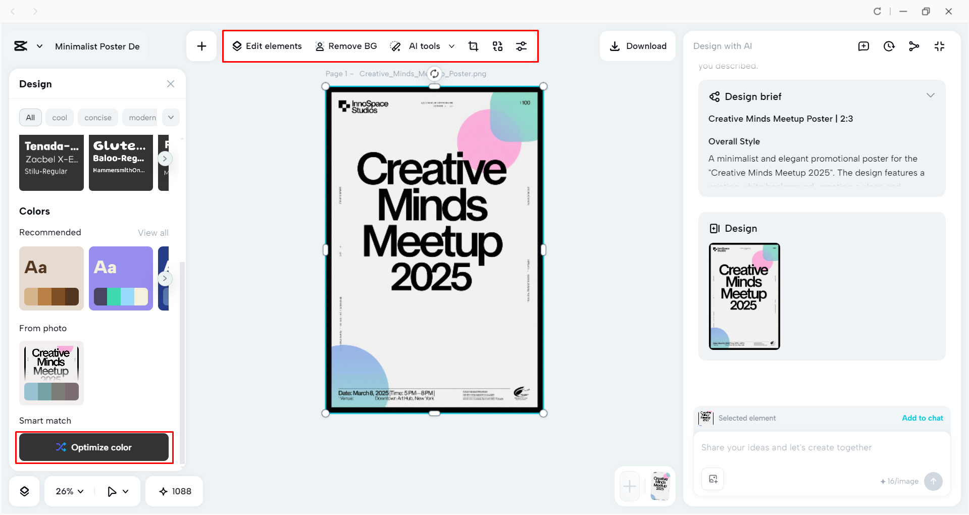 Editing the poster with the CapCut desktop video editor