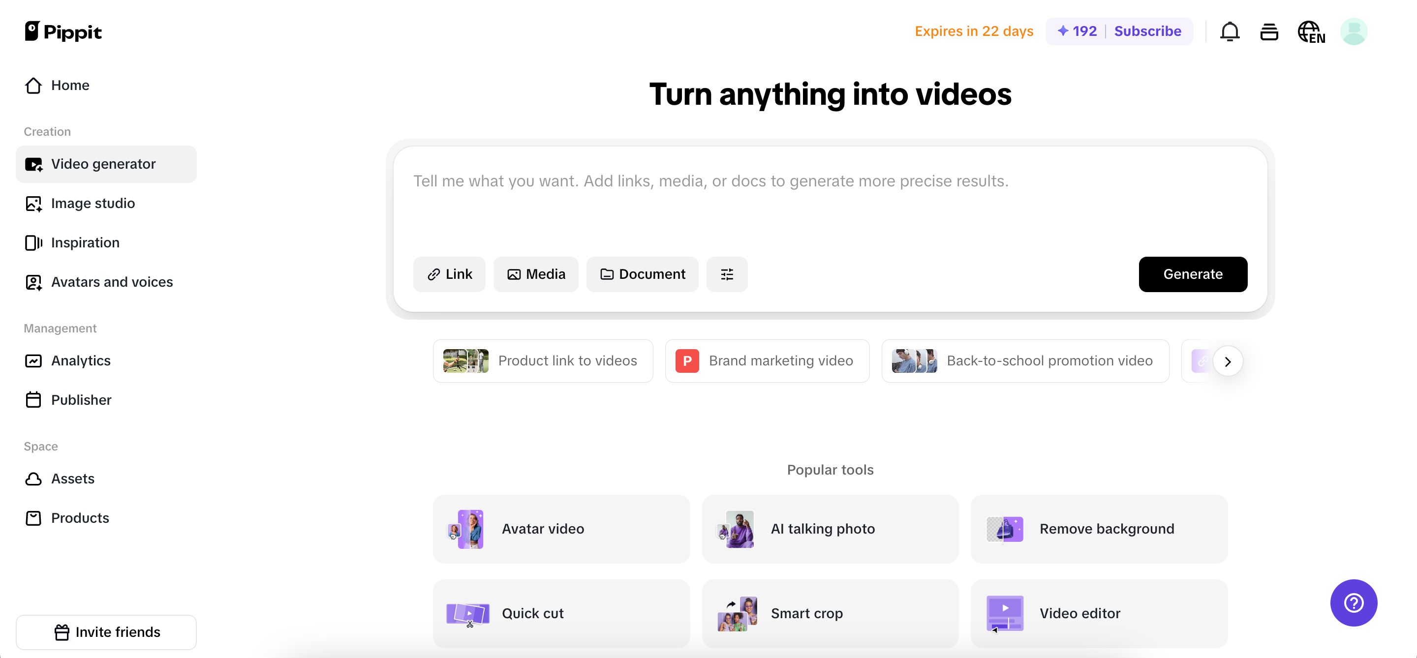 Comece com links ou mídia