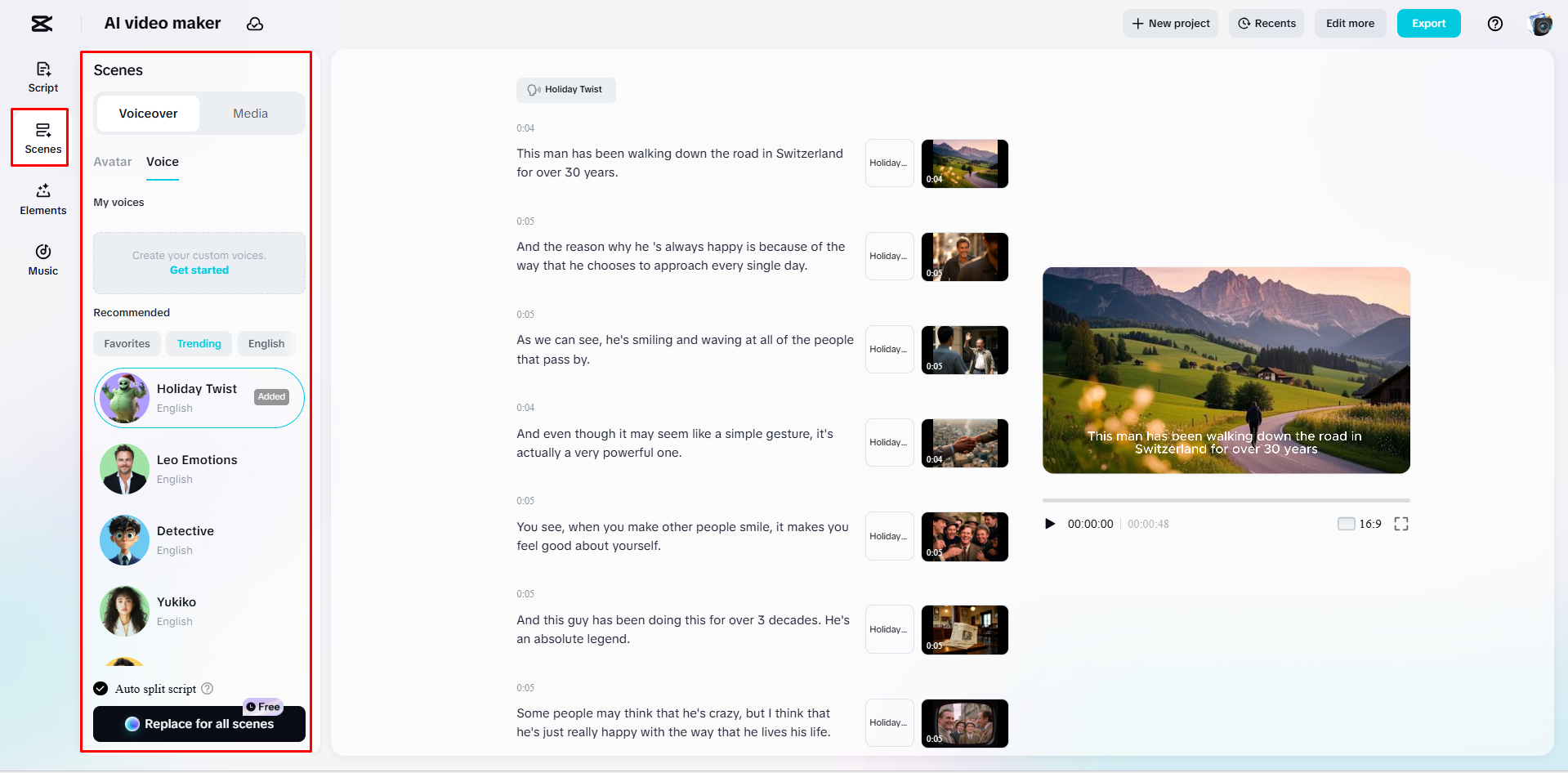 Adding voiceover to video using CapCut's AI video maker