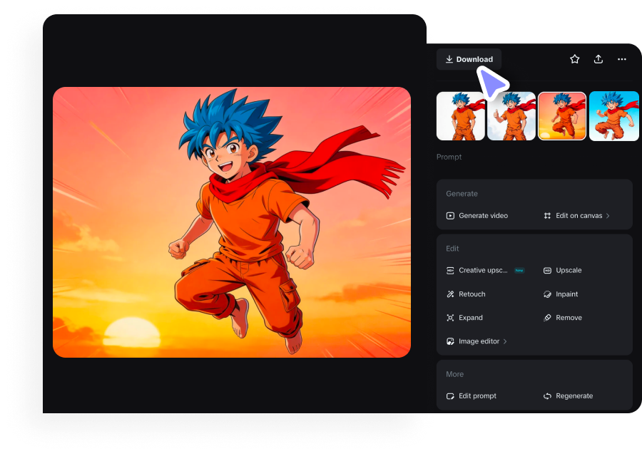 Vorschau und Speicherung der Anime-Figur