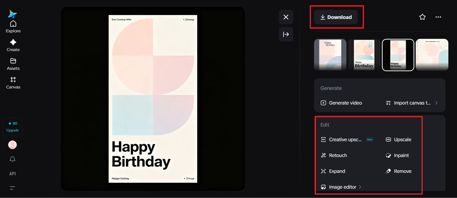 Download the image with the happy birthday poster generator