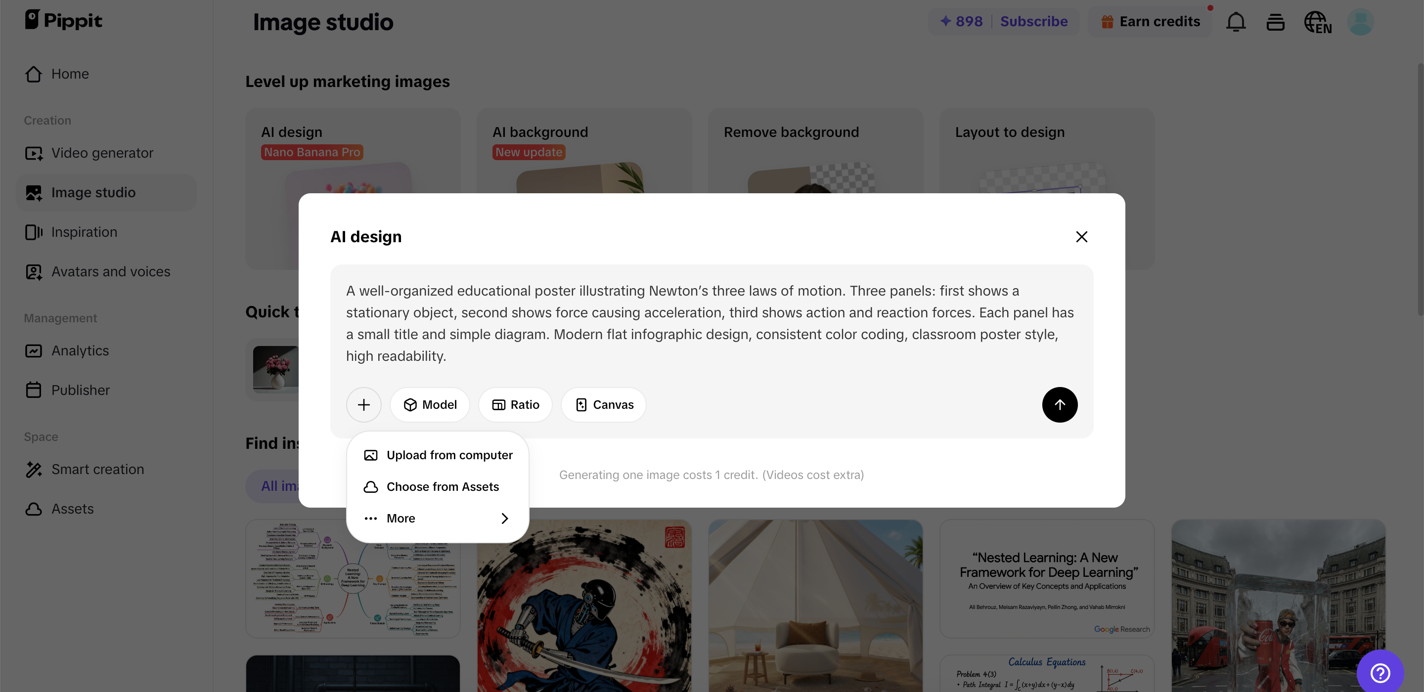 Open the AI design tool
