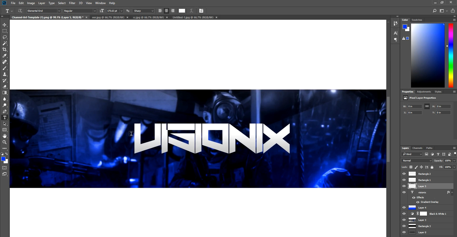 Interface of the Photoshop - gamer banner generator on PC