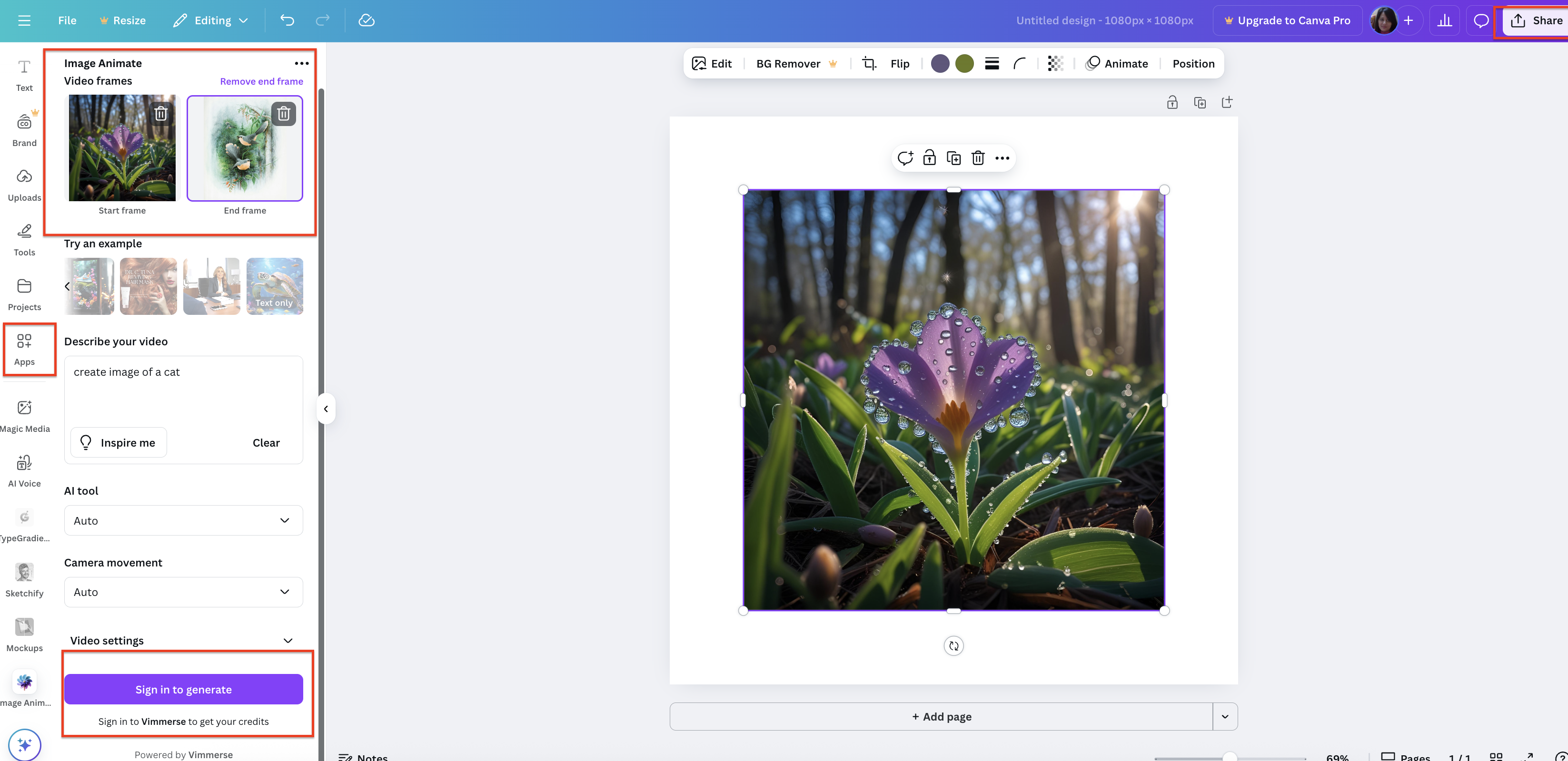 Generate video
